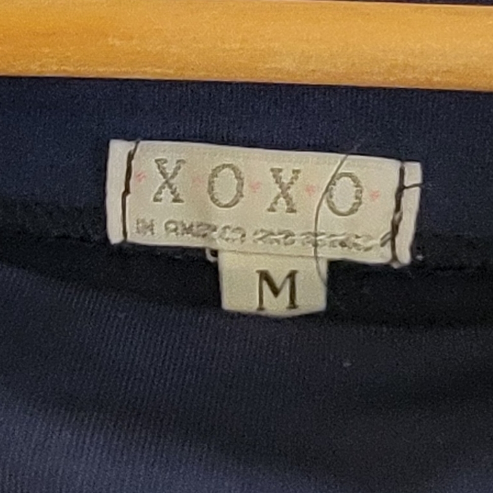 Vintage 90s XOXO In America Navy Cowl Neck Crop Top Medium Y2K Minimalist Grunge - Picture 2 of 3